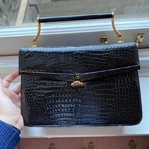 Beautiful genuine reptile leather vintage bag